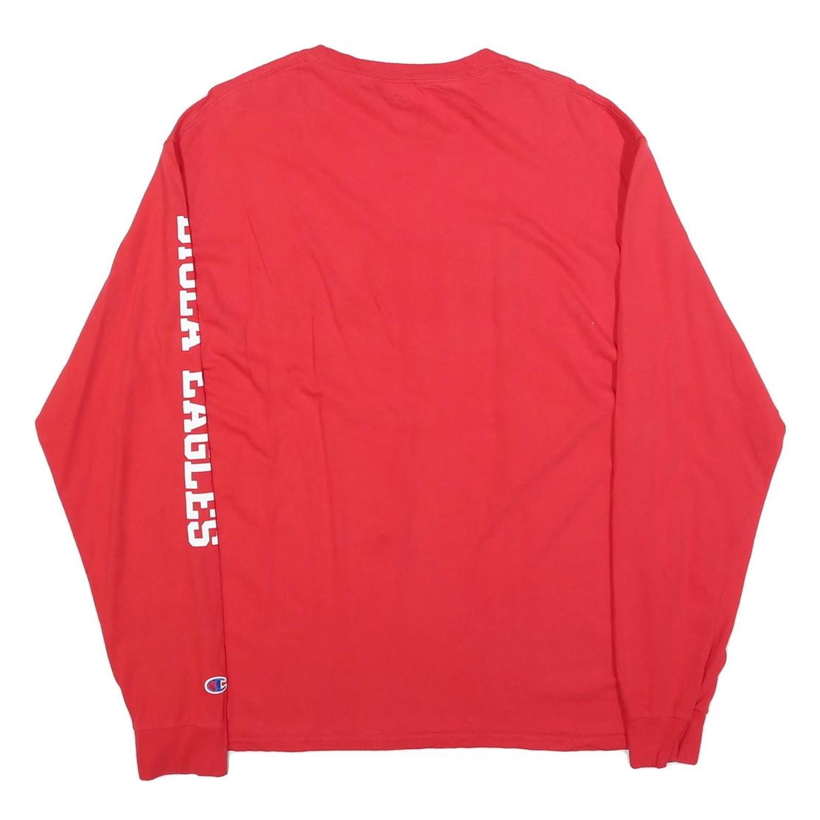 CHAMPION Mens Red Biola University Graphic Long Sleeve Crew Neck T-Shirt L