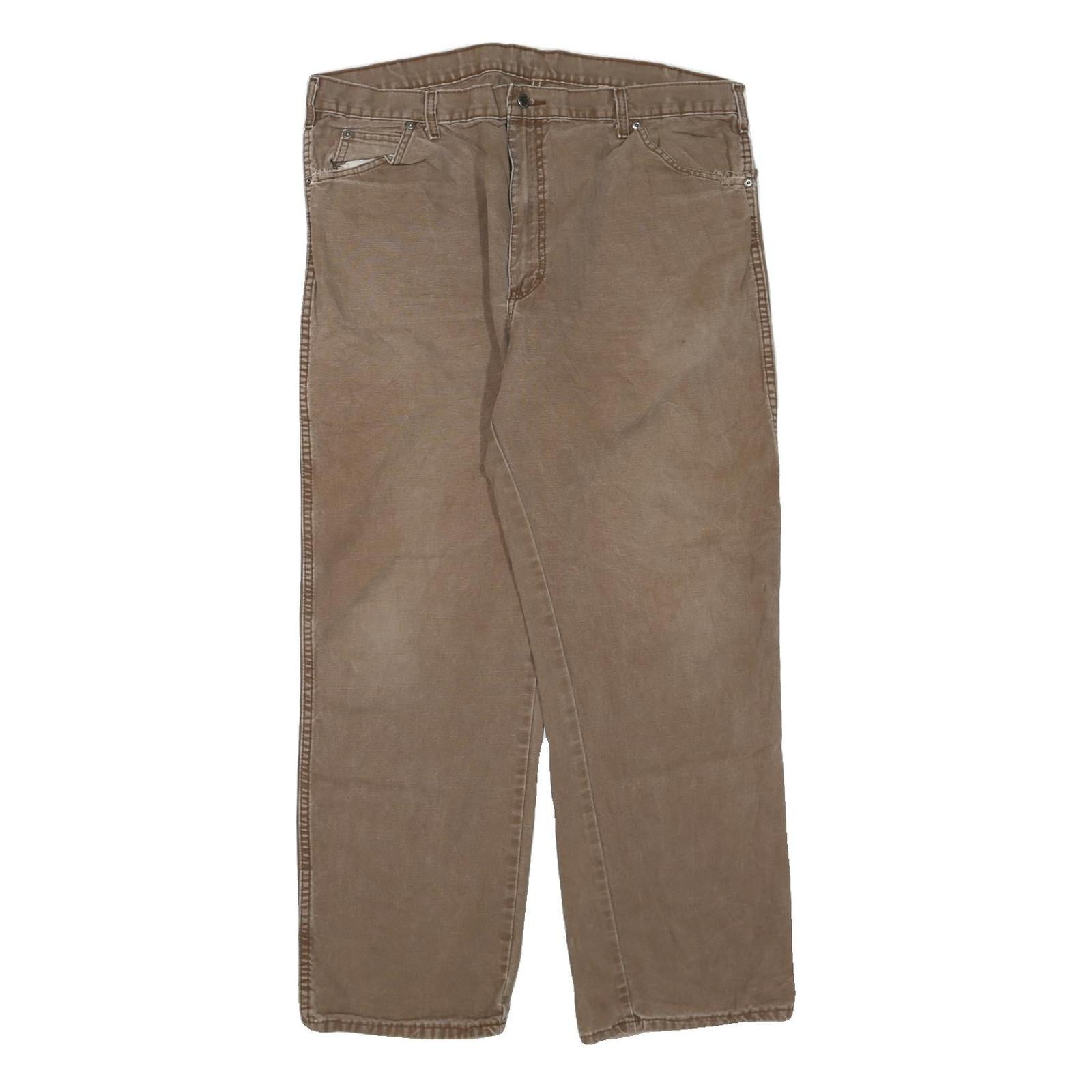 DICKIES Mens Jeans Brown Regular Straight Denim Light W40 L30 Workwear Casual