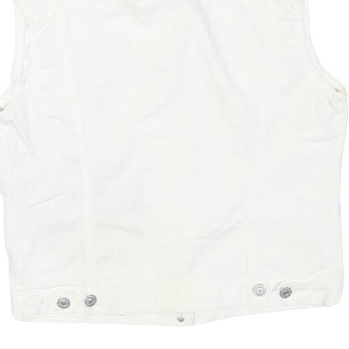 LEVI'S Womens White Cotton Blend Sleeveless Jacket M Button Closure Denim Vest