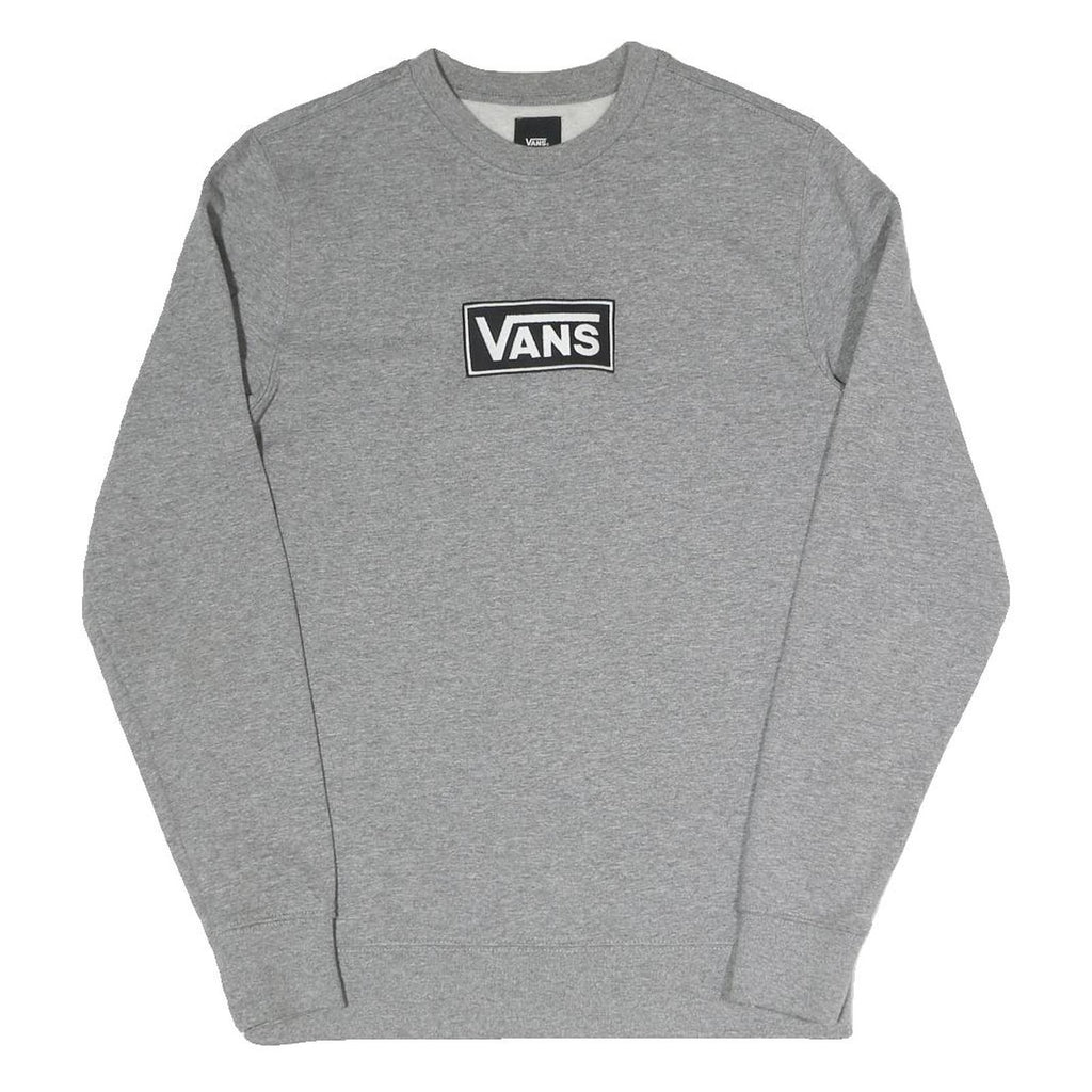 VANS Mens Grey Crew Neck XS Cotton Blend Sweatshirt Logo Patch Casual