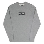 VANS Mens Grey Crew Neck XS Cotton Blend Sweatshirt Logo Patch Casual