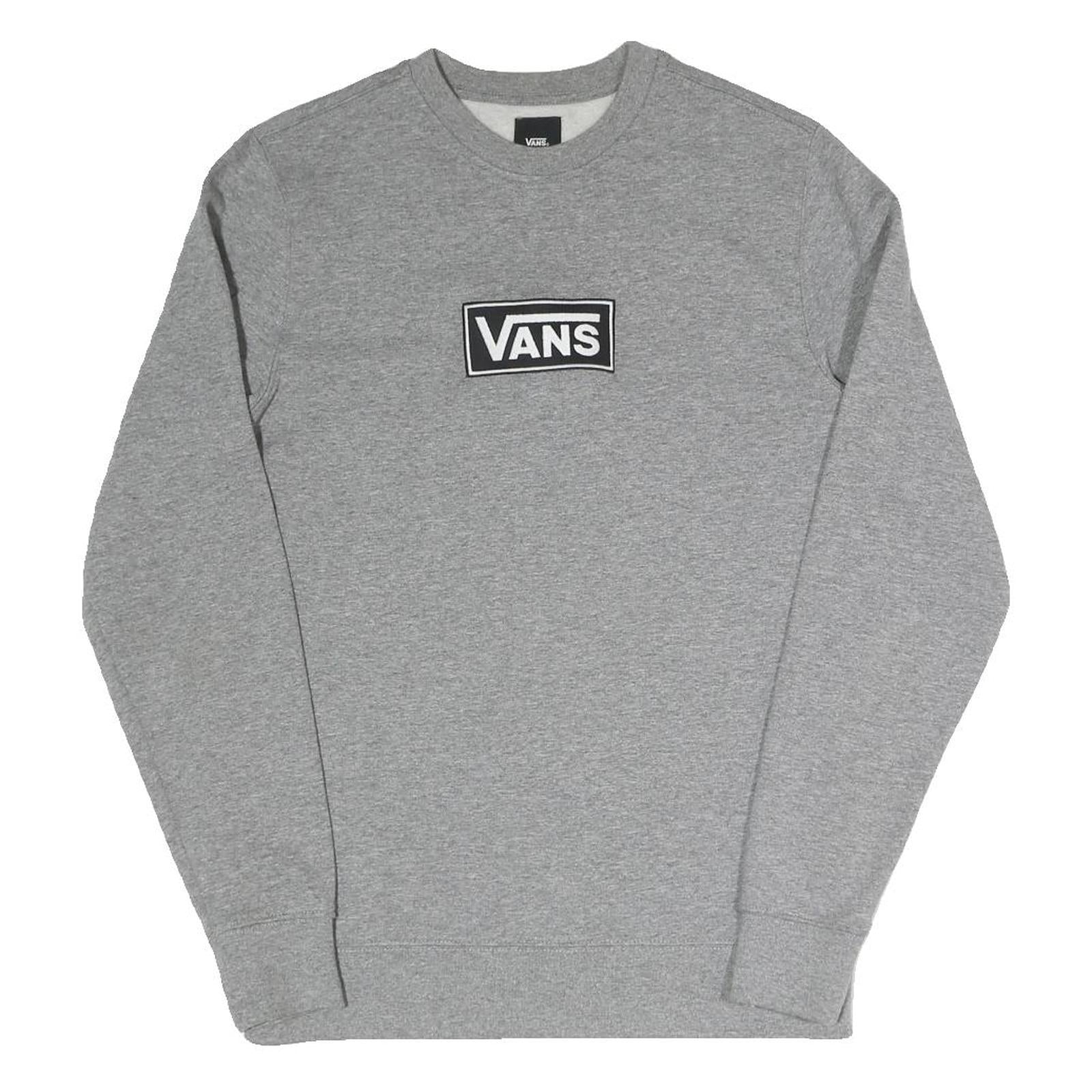 VANS Mens Grey Crew Neck XS Cotton Blend Sweatshirt Logo Patch Casual