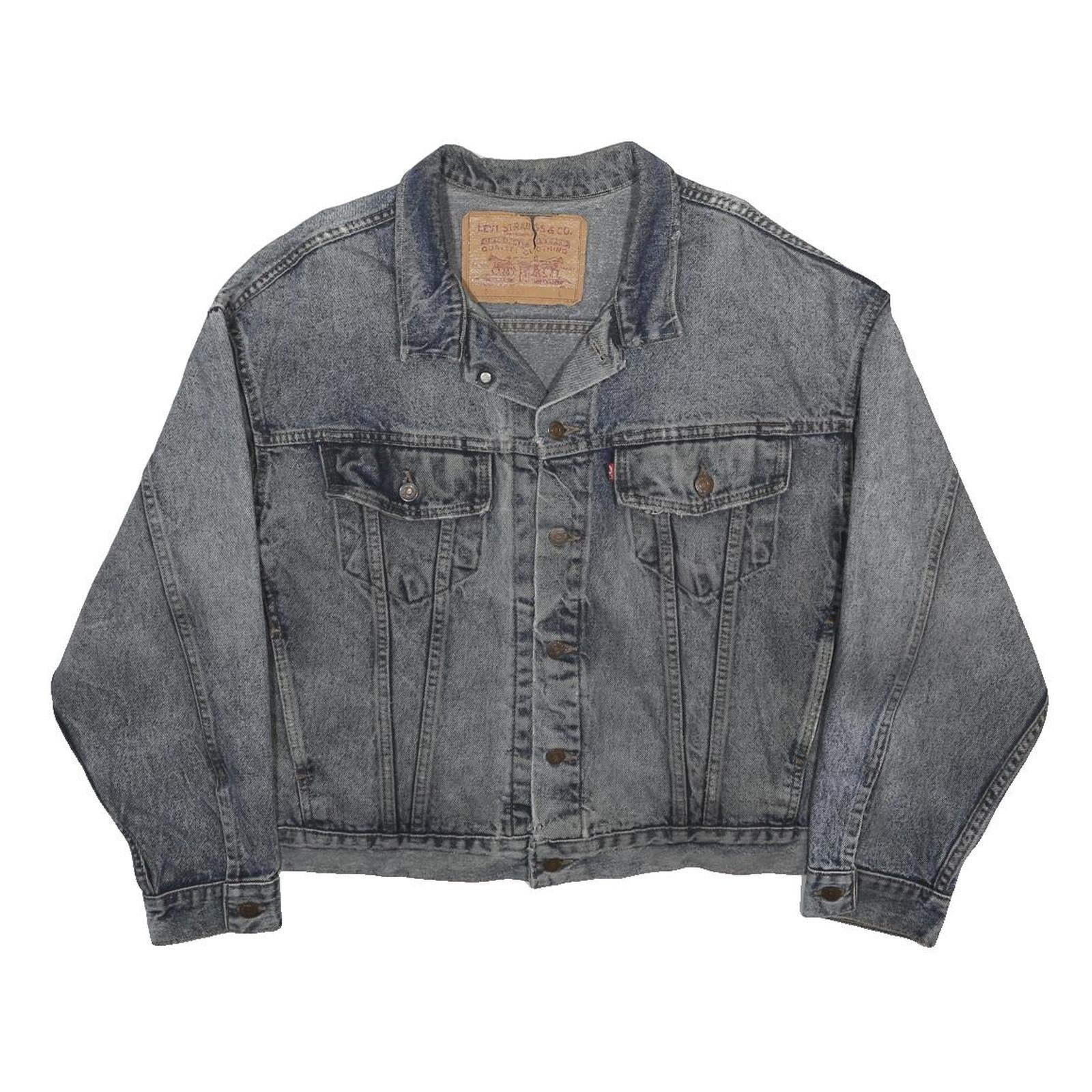 LEVI'S Mens Blue Denim Denim Jacket L Button Plain Classic Iconic