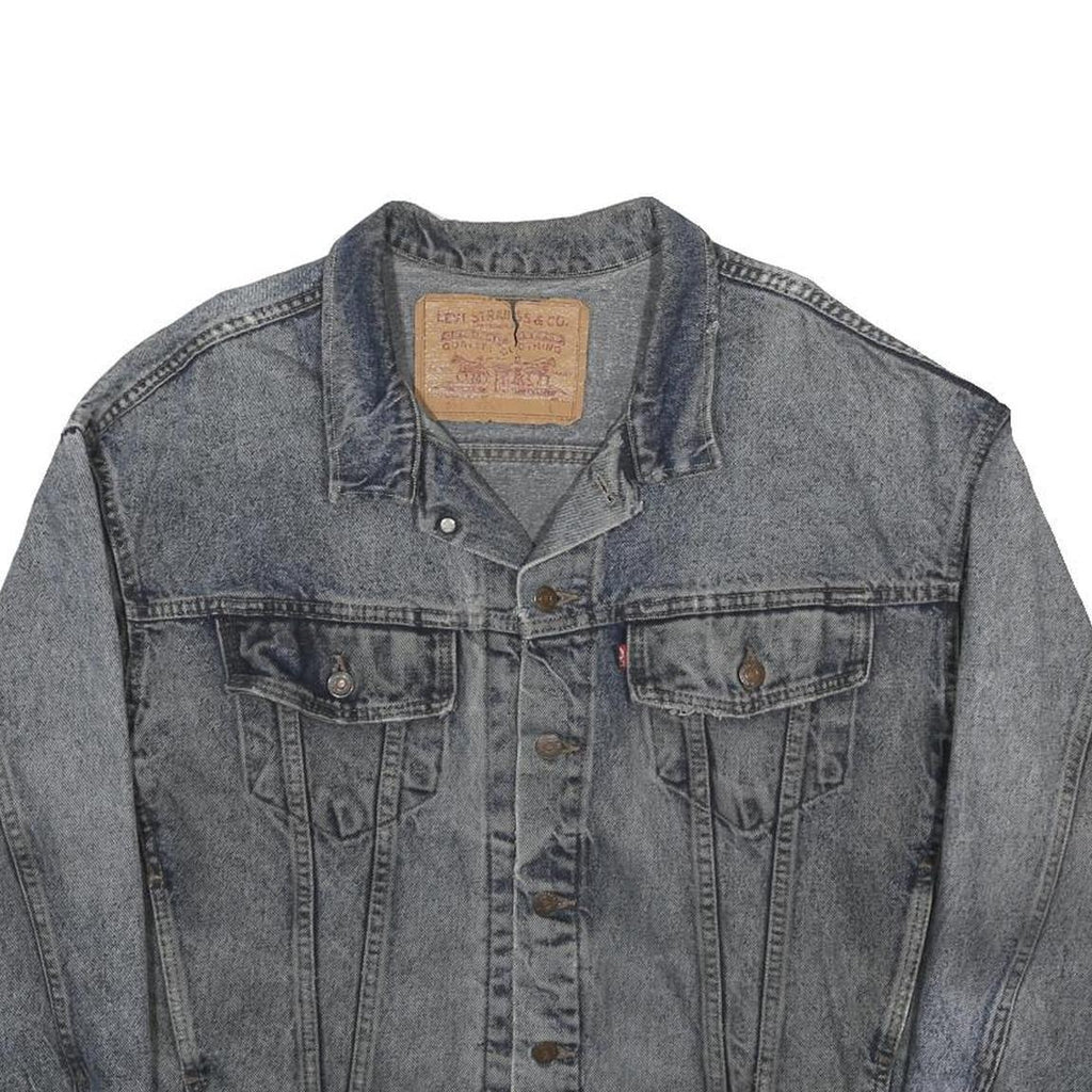 LEVI'S Mens Blue Denim Denim Jacket L Button Plain Classic Iconic