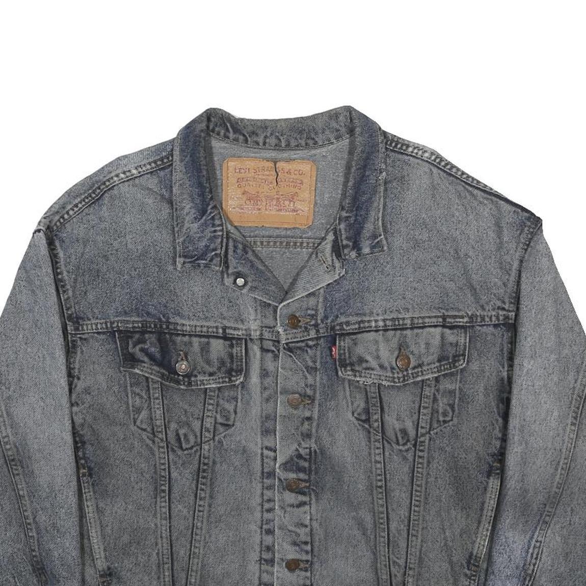 LEVI'S Mens Blue Denim Denim Jacket L Button Plain Classic Iconic