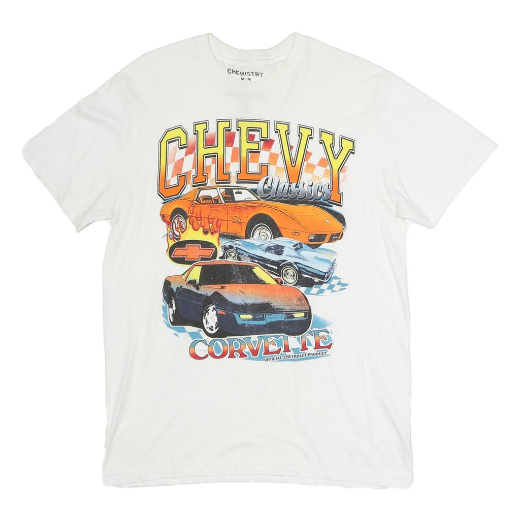CHEMISTRY Mens White Chevrolet Chevy Classics Graphic T-Shirt M Short Sleeve