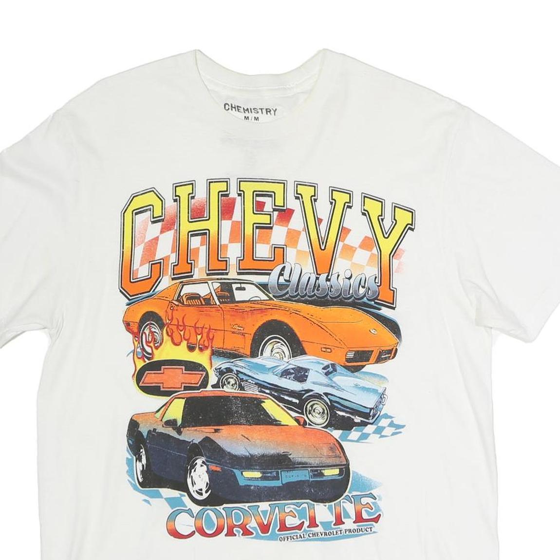 CHEMISTRY Mens White Chevrolet Chevy Classics Graphic T-Shirt M Short Sleeve