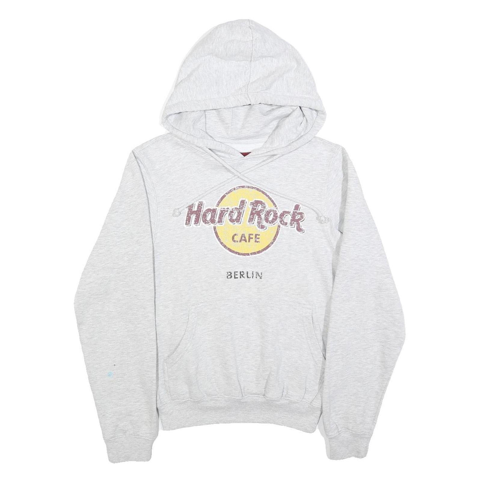 HARD ROCK CAFE Womens Grey Hoodie S Berlin Cotton Blend Pullover Hooded