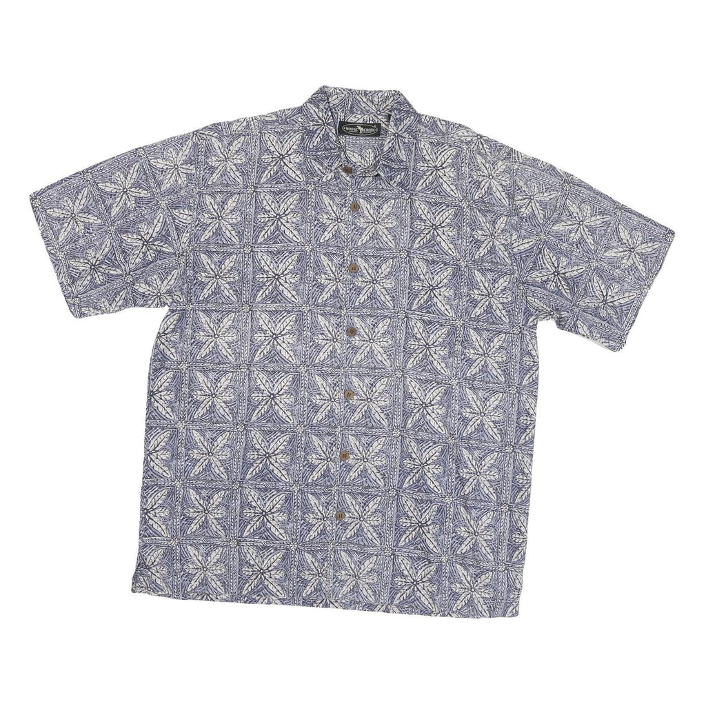 MOOSE CREEK Mens Blue & White Pattern Cotton Blend Shirt XL Casual Summer Style