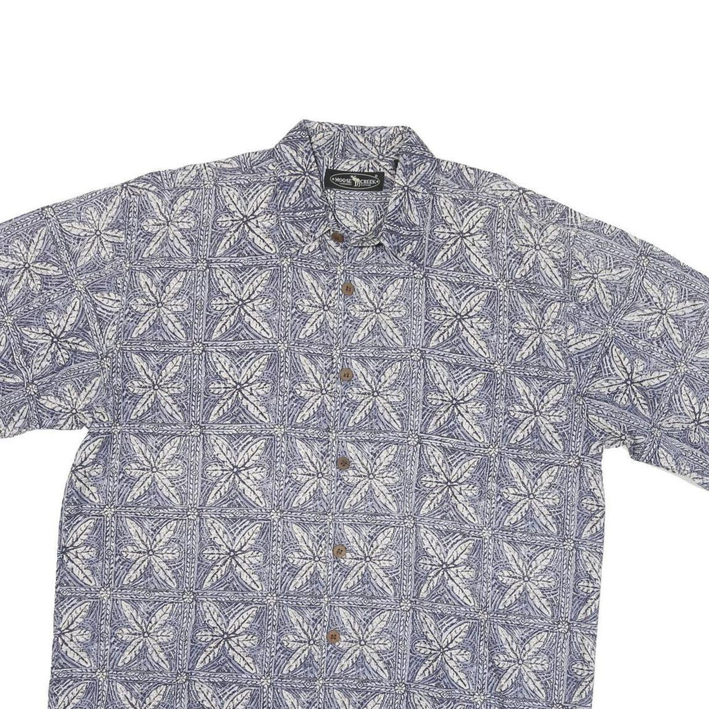 MOOSE CREEK Mens Blue & White Pattern Cotton Blend Shirt XL Casual Summer Style