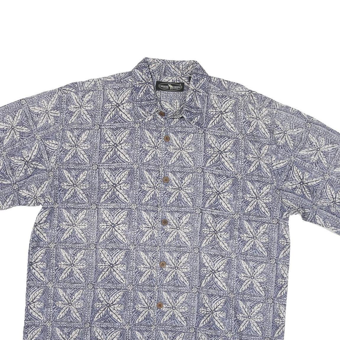 MOOSE CREEK Mens Blue & White Pattern Cotton Blend Shirt XL Casual Summer Style