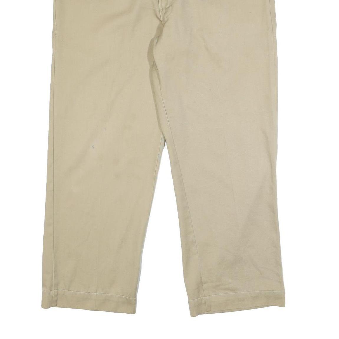 DICKIES Mens Cotton Blend Beige Relaxed Straight Trousers W36 L27 Workwear