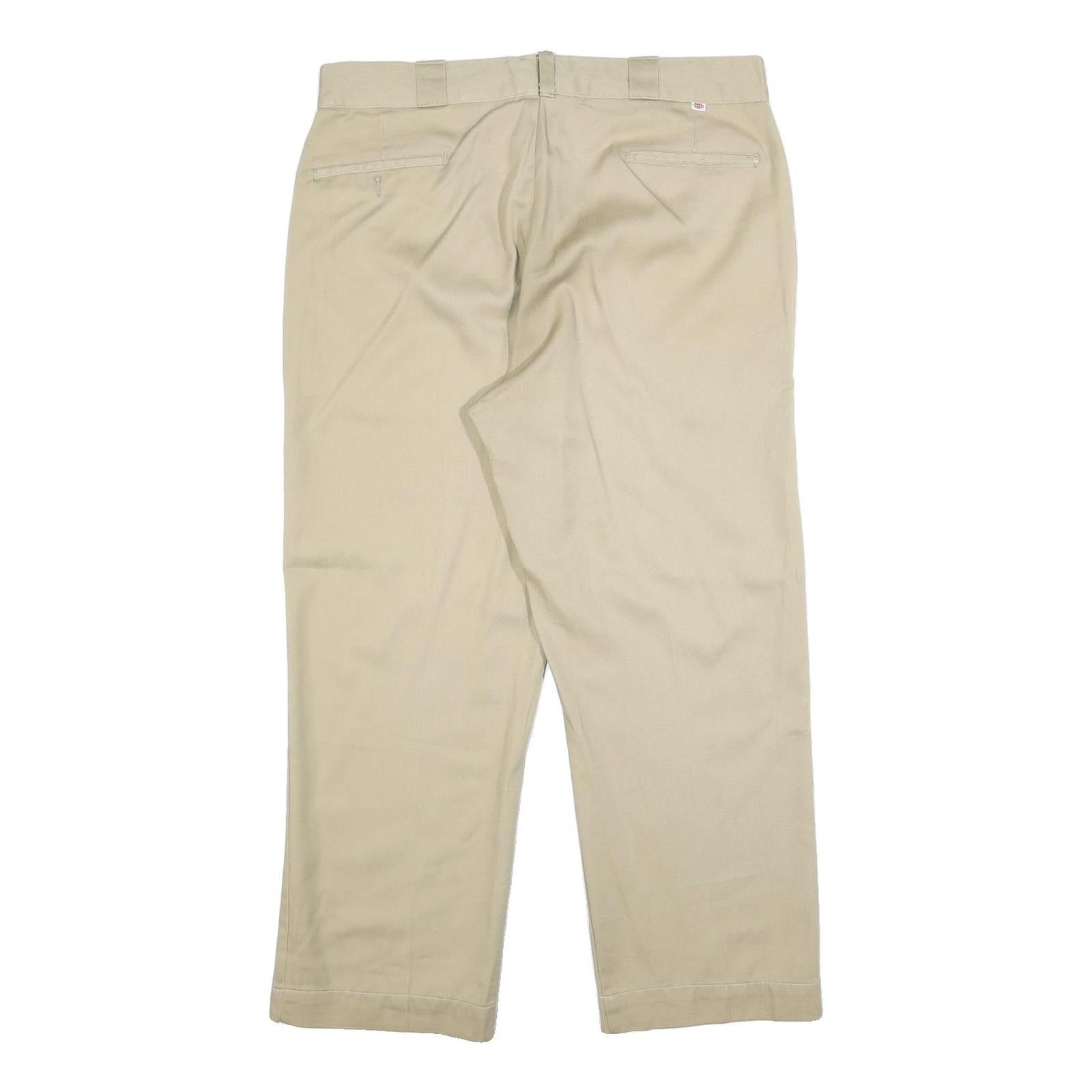 DICKIES Mens Cotton Blend Beige Relaxed Straight Trousers W36 L27 Workwear
