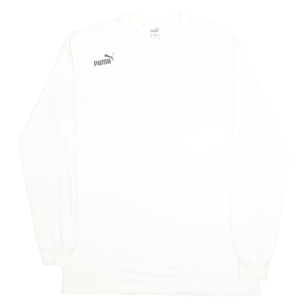 PUMA Mens White Crew Neck 2XL Cotton Blend Pullover Sweatshirt Lightweight