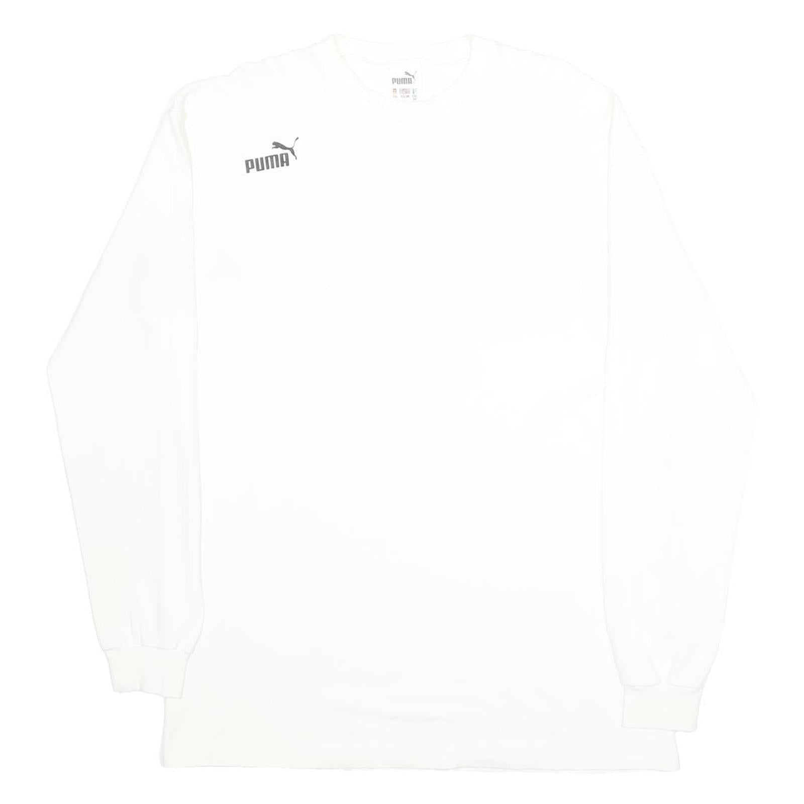 PUMA Mens White Crew Neck 2XL Cotton Blend Pullover Sweatshirt Lightweight