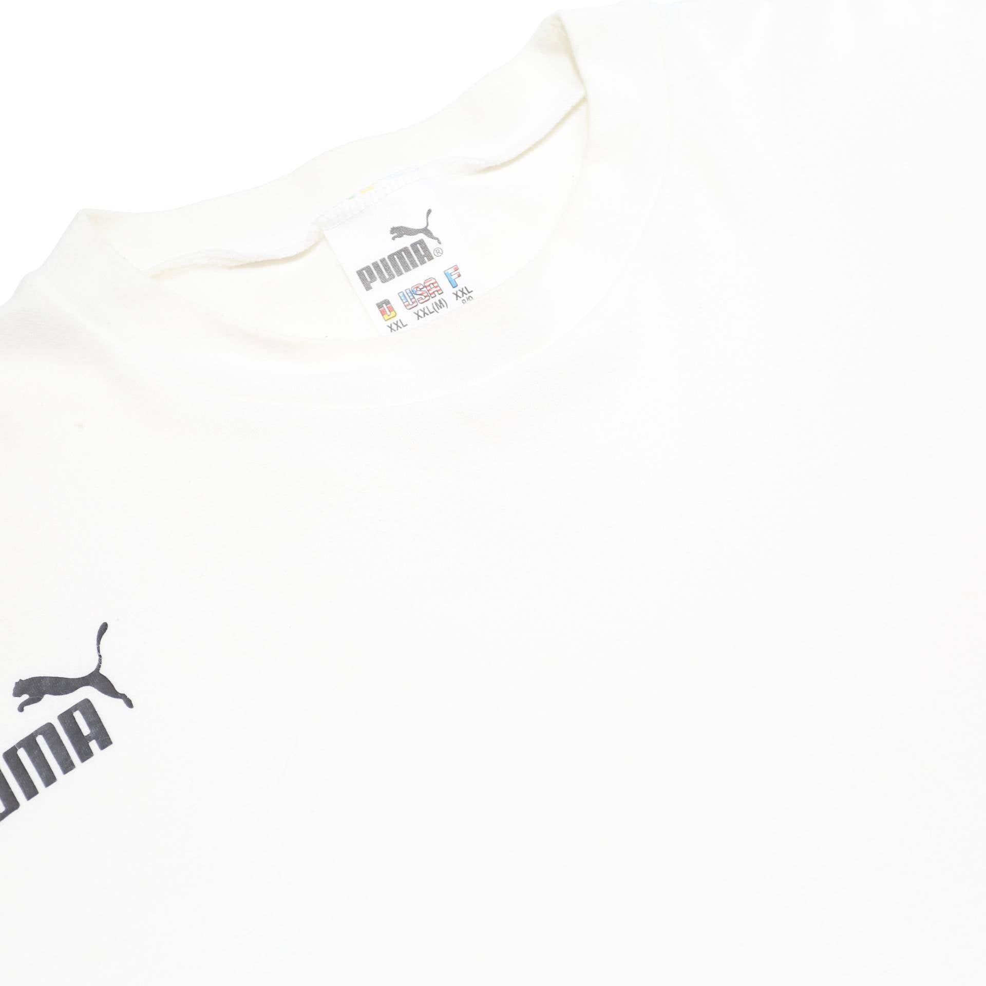 PUMA Mens White Crew Neck 2XL Cotton Blend Pullover Sweatshirt Lightweight