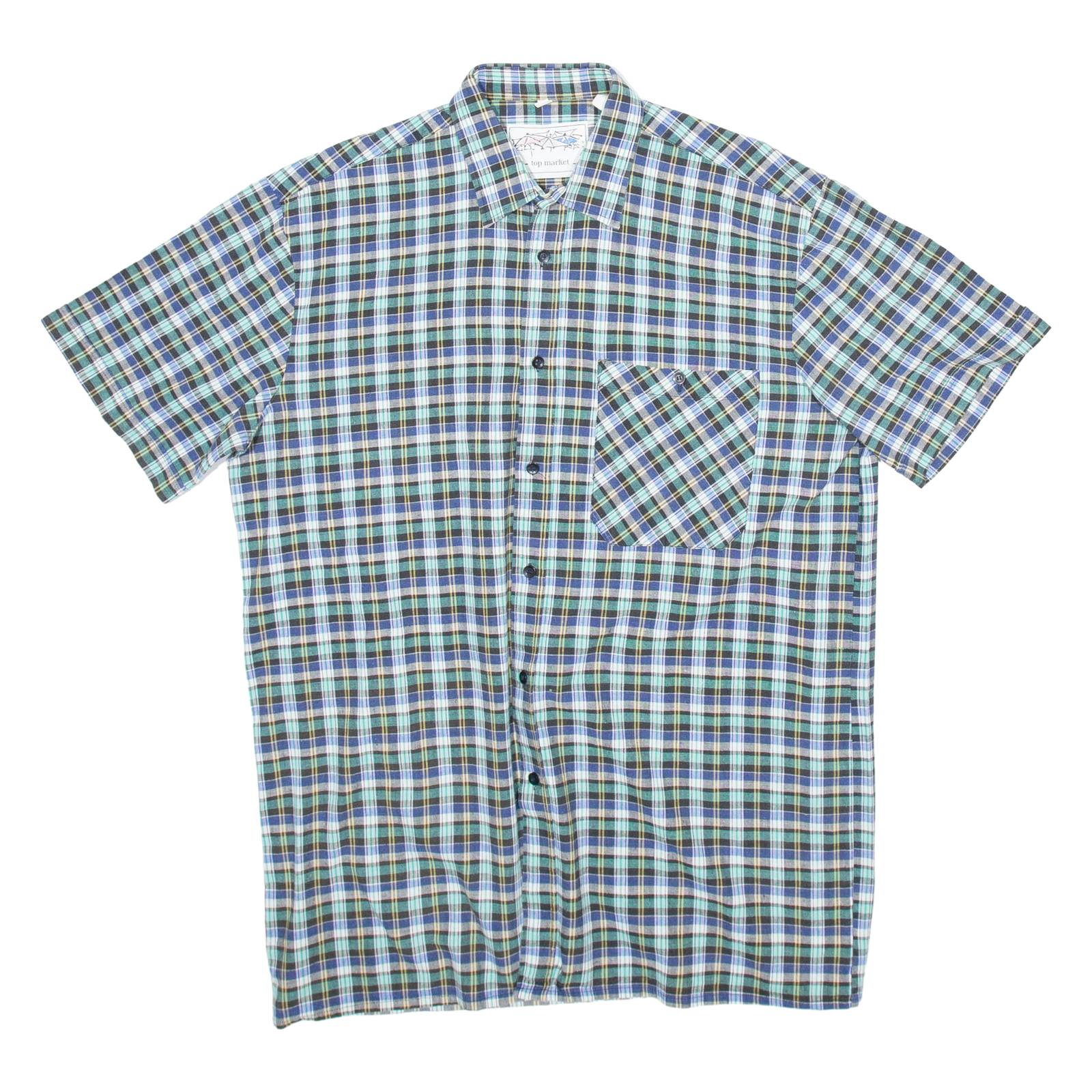 TOP MARKET Mens Shirt Green Check L