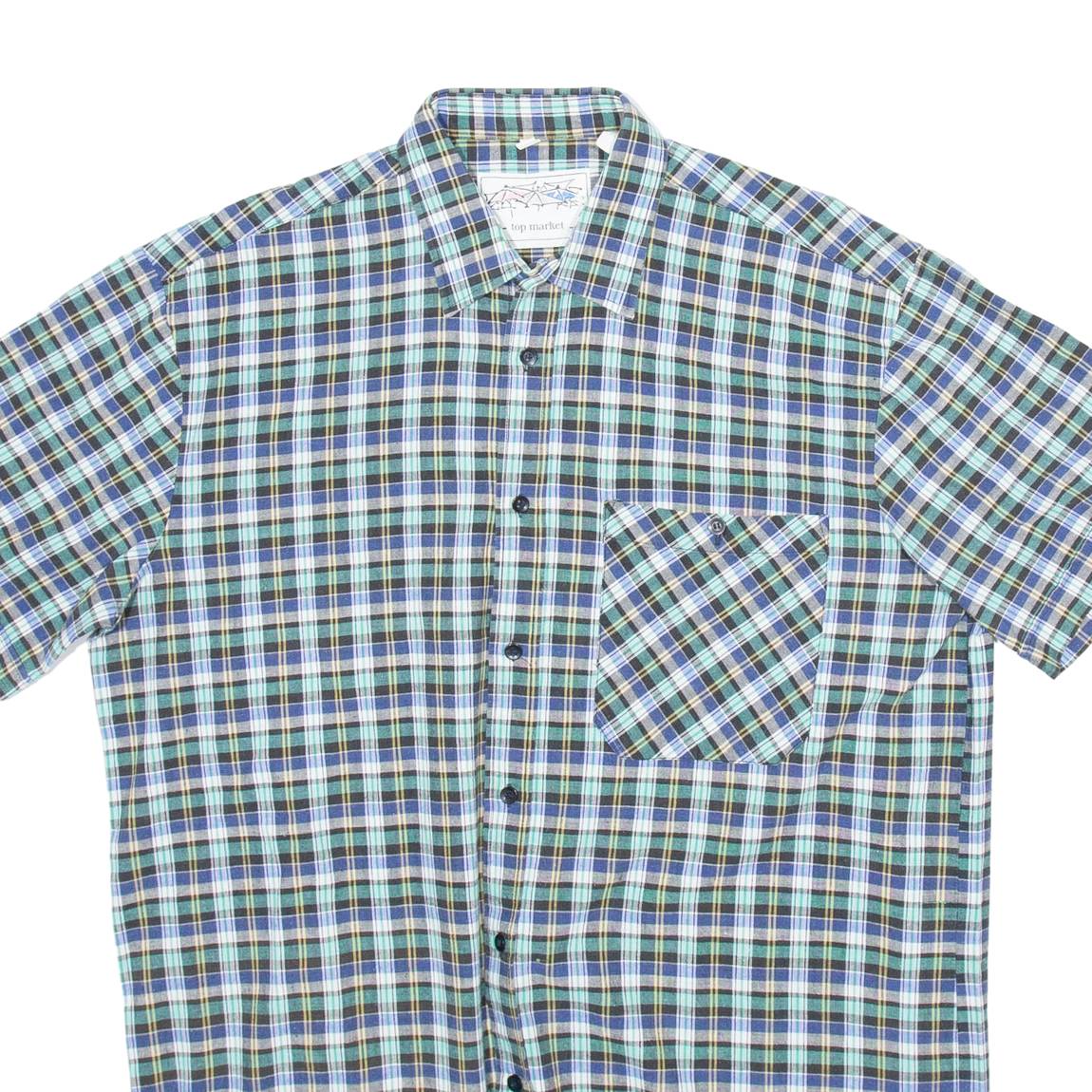 TOP MARKET Mens Shirt Green Check L