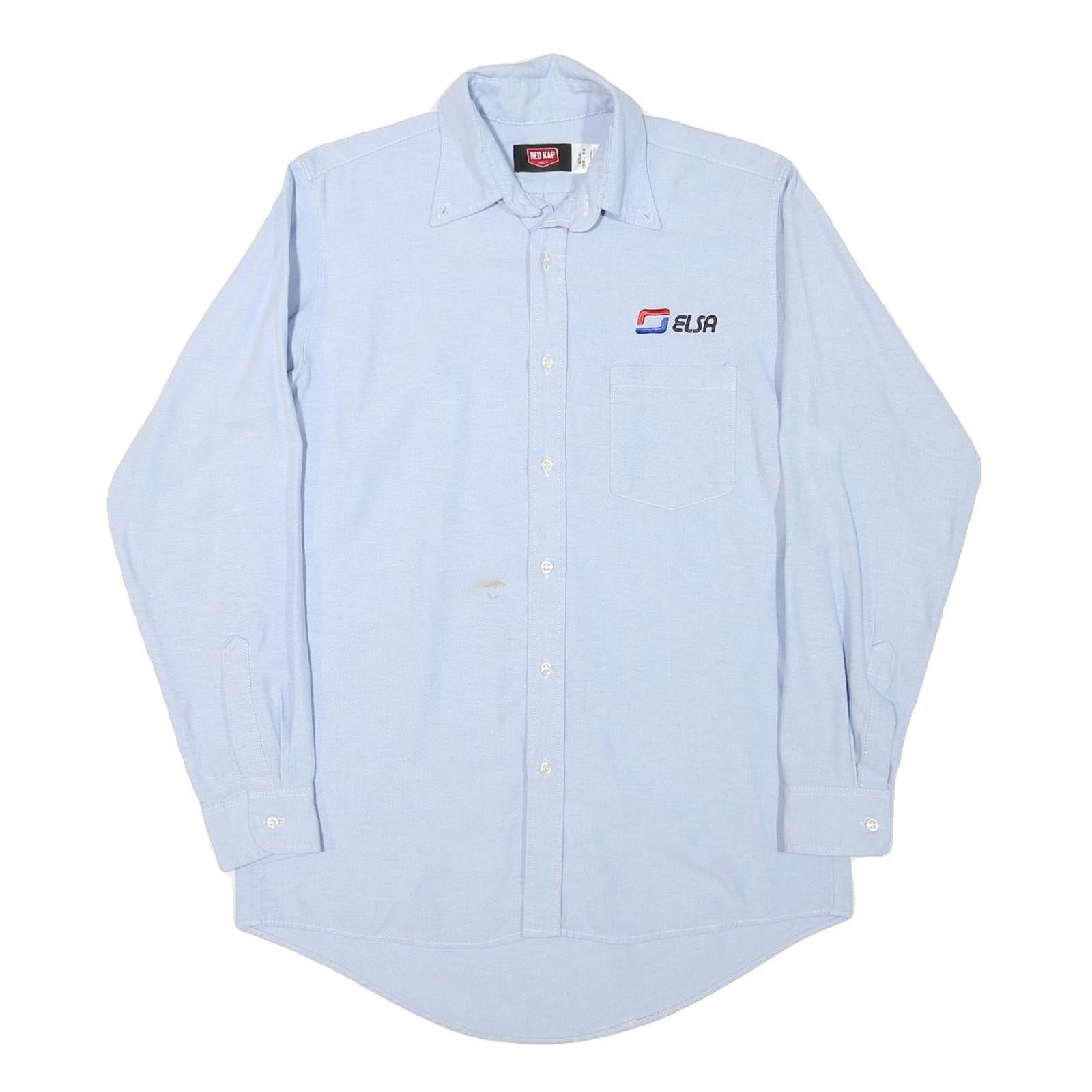 RED KAP Mens Blue Work Shirt M Cotton Blend Button-Down Collar Long Sleeve
