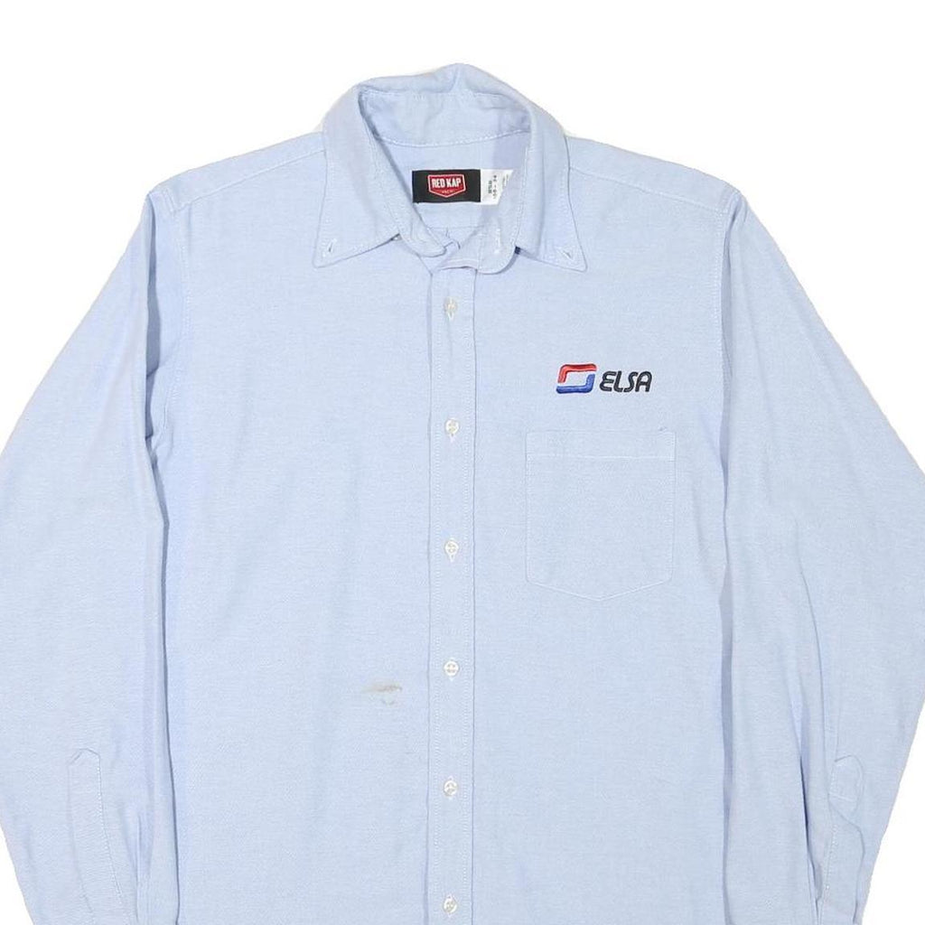 RED KAP Mens Blue Work Shirt M Cotton Blend Button-Down Collar Long Sleeve