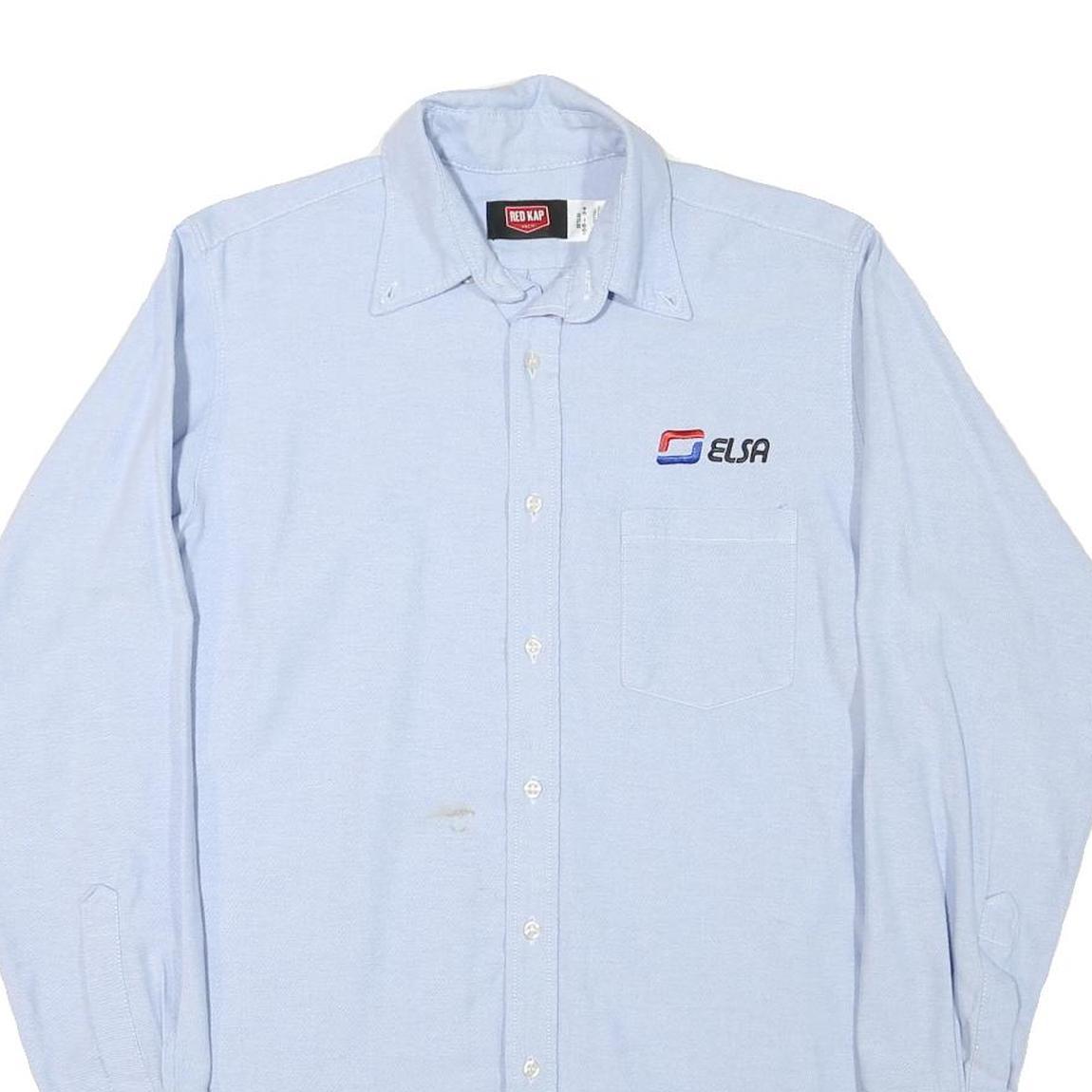 RED KAP Mens Blue Work Shirt M Cotton Blend Button-Down Collar Long Sleeve
