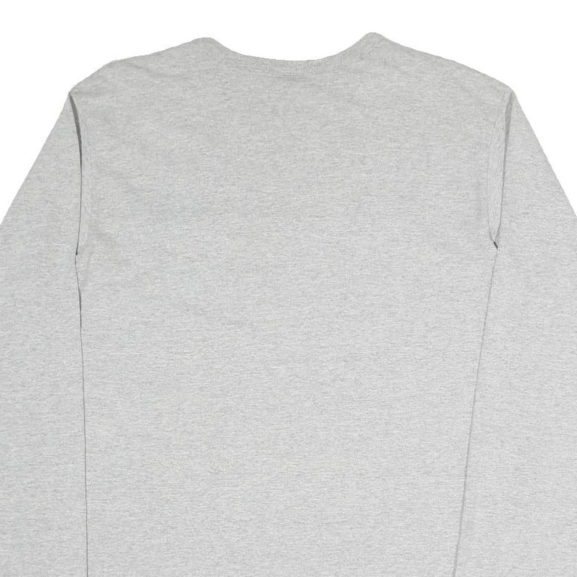 CHAMPION Mens Grey Long Sleeve Crew Neck Logo Cotton Blend T-Shirt L