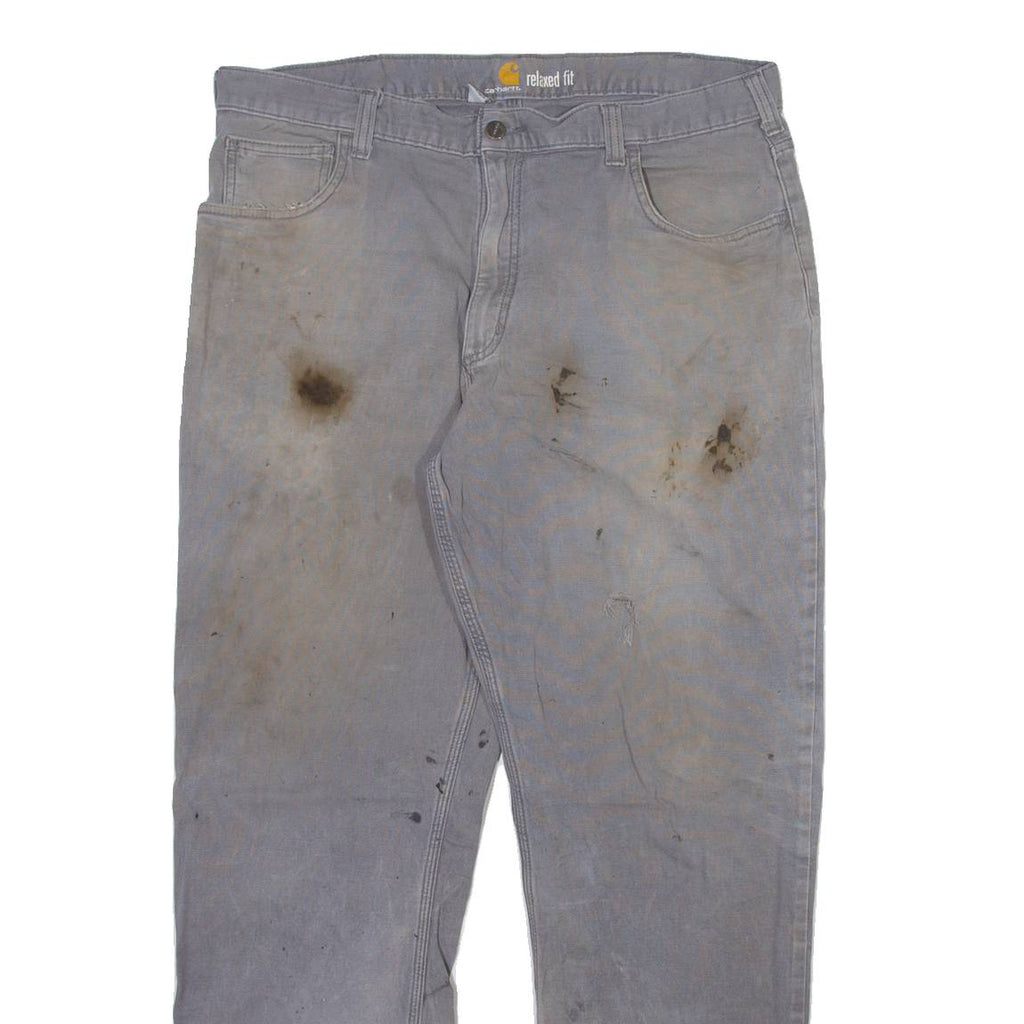 CARHARTT Carpenter Mens Trousers Grey Relaxed Straight W38 L32