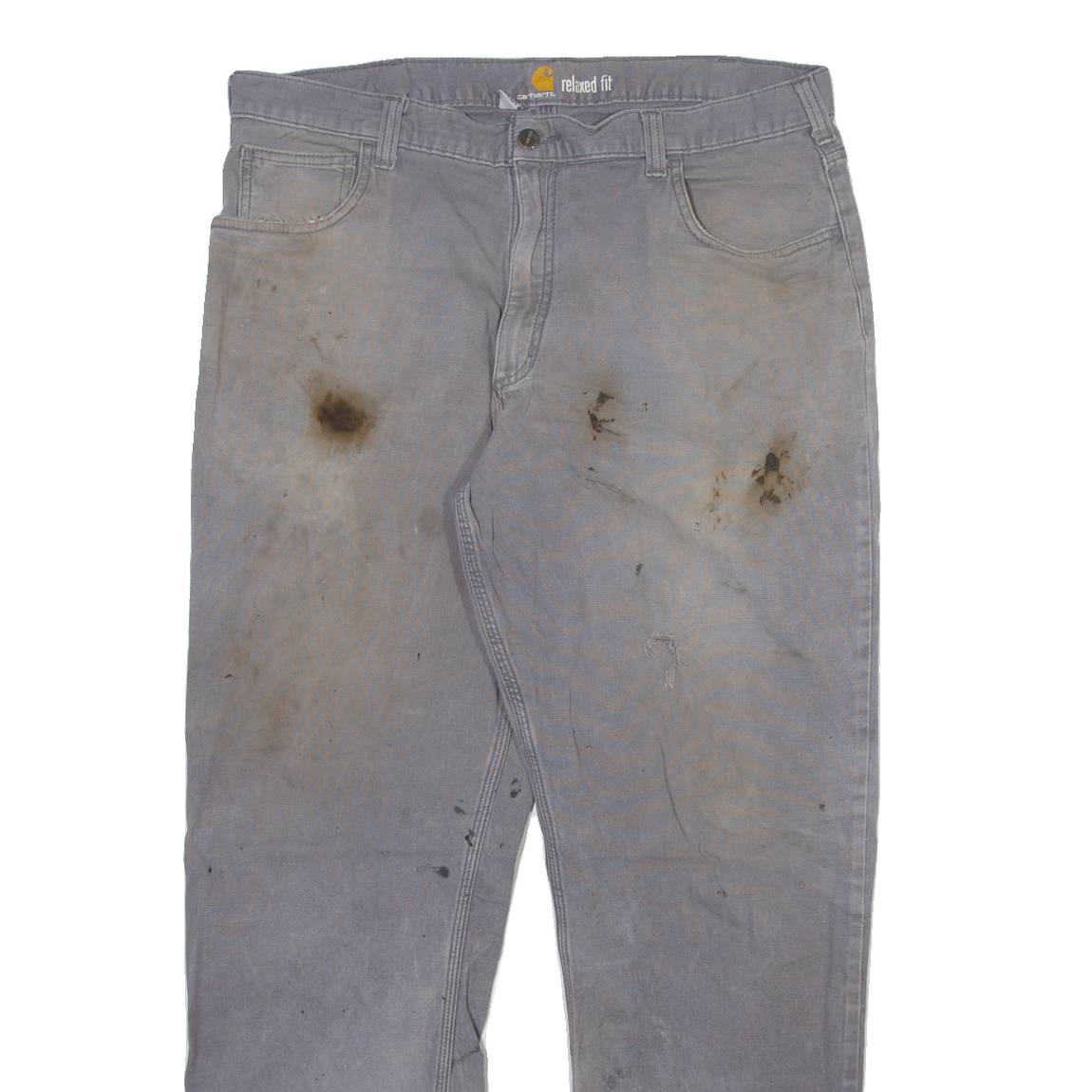 CARHARTT Carpenter Mens Trousers Grey Relaxed Straight W38 L32