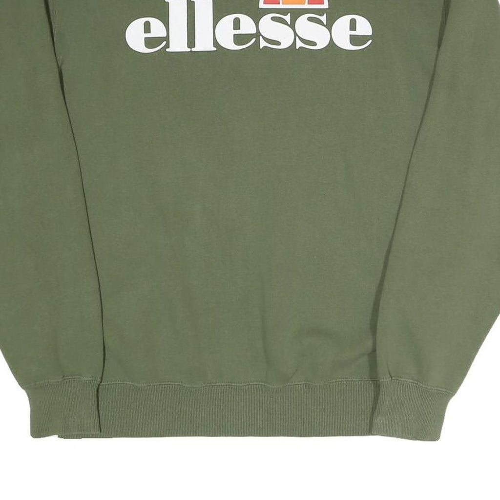 ELLESSE Womens Green Crew Neck Sweatshirt UK 12 Cotton Blend Casual Pullover