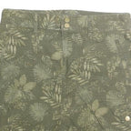 Womens Green Cotton Blend Cargo Mini Skirt Floral Print M Casual Pockets Zip
