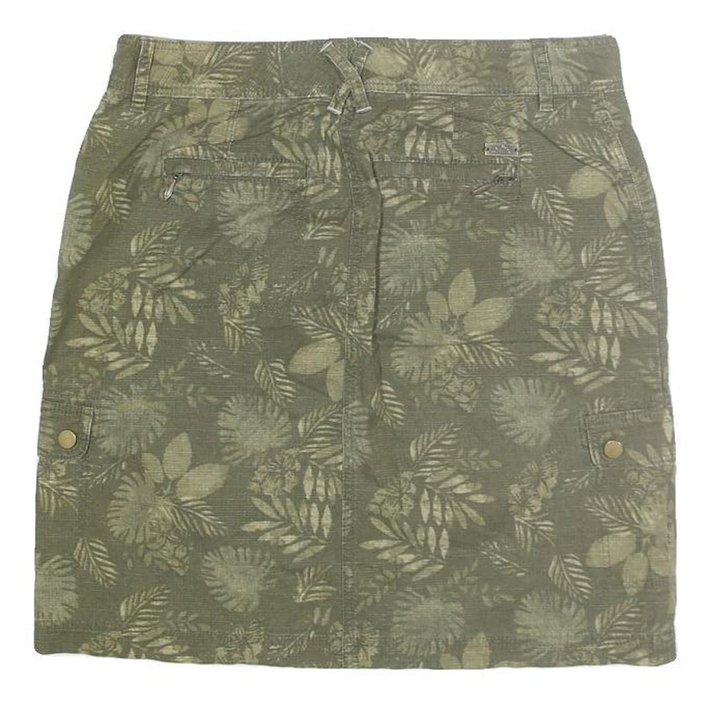 Womens Green Cotton Blend Cargo Mini Skirt Floral Print M Casual Pockets Zip