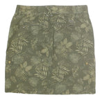 Womens Green Cotton Blend Cargo Mini Skirt Floral Print M Casual Pockets Zip
