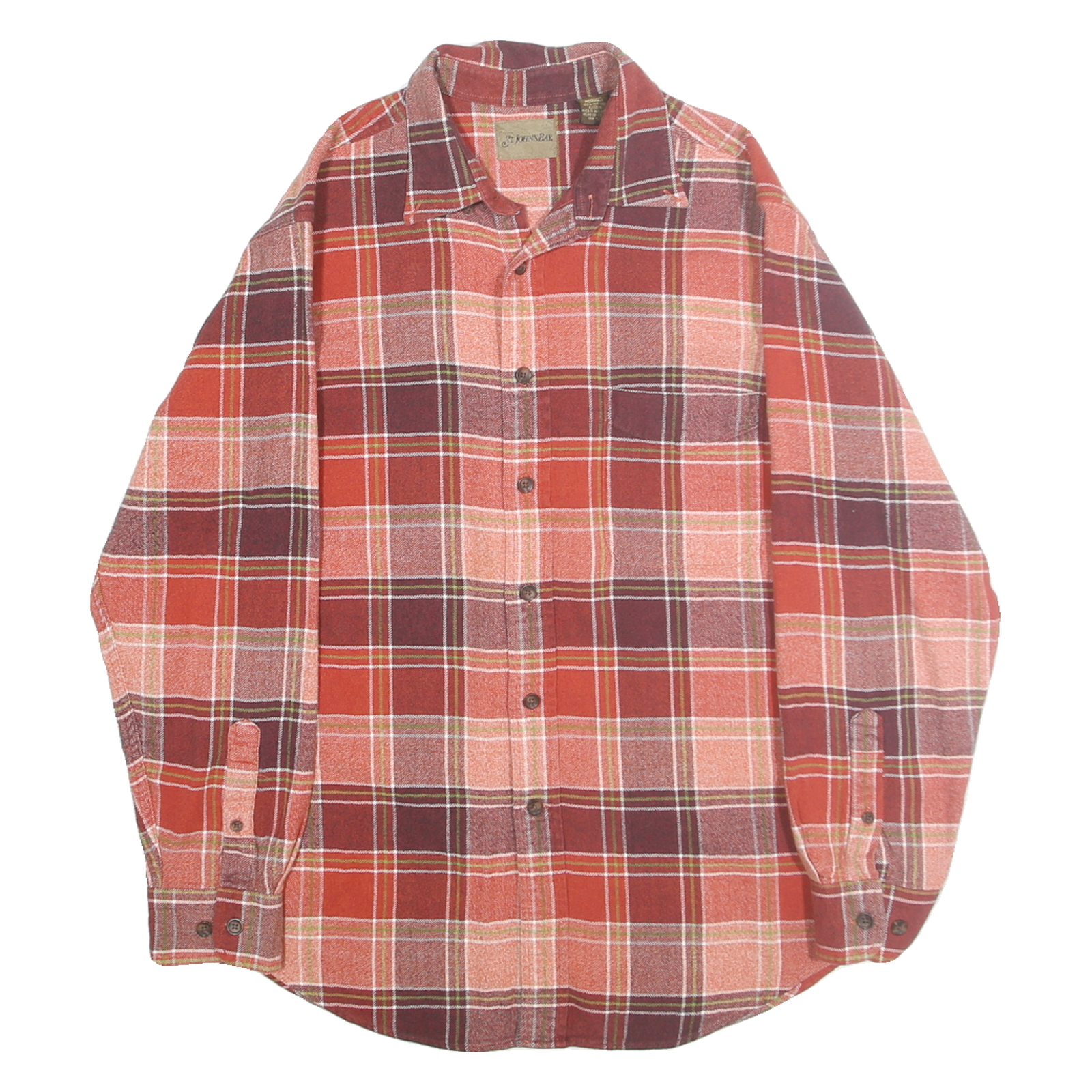 ST JOHNS BAY Mens Red & Burgundy Check Shirt M Classic Fit Cotton Casual