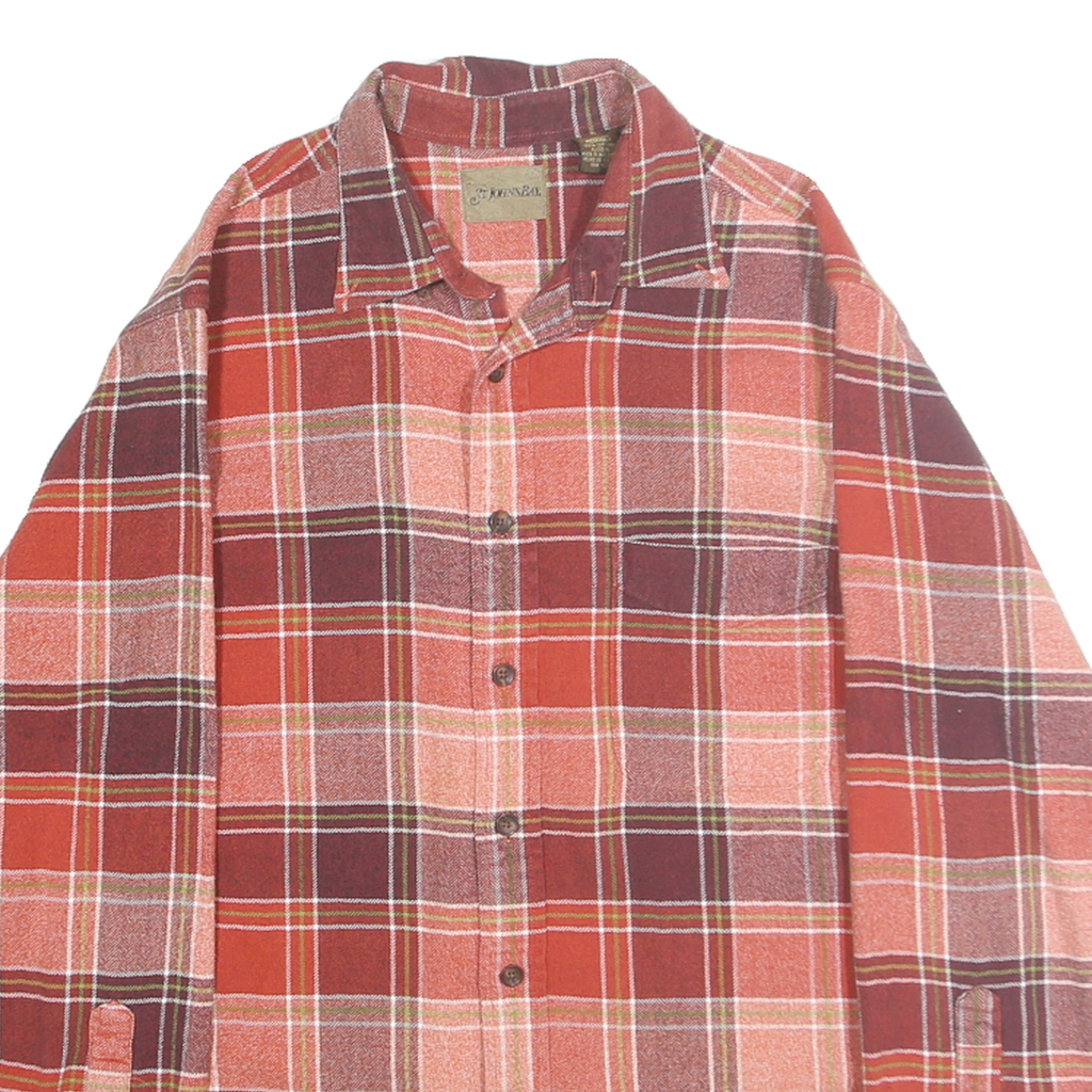 ST JOHNS BAY Mens Red & Burgundy Check Shirt M Classic Fit Cotton Casual