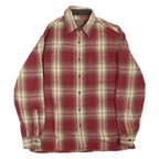 Mens Red & Beige Check Shirt S Button Cotton Blend Long Sleeve Casual