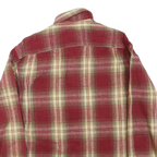 Mens Red & Beige Check Shirt S Button Cotton Blend Long Sleeve Casual