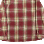 Mens Red & Beige Check Shirt S Button Cotton Blend Long Sleeve Casual