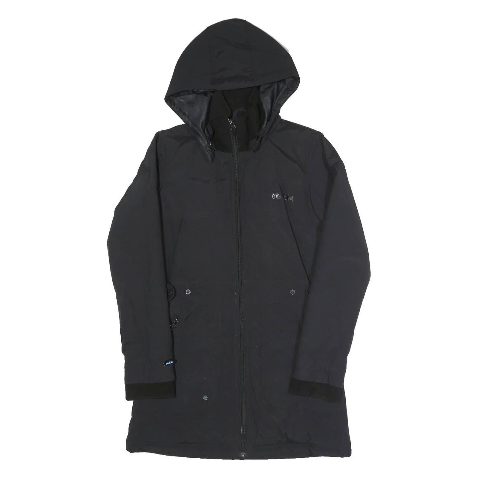 IRIEDAILY Womens Black Outdoor Jacket XS Polyester Blend Plain Zip Hooded Casual