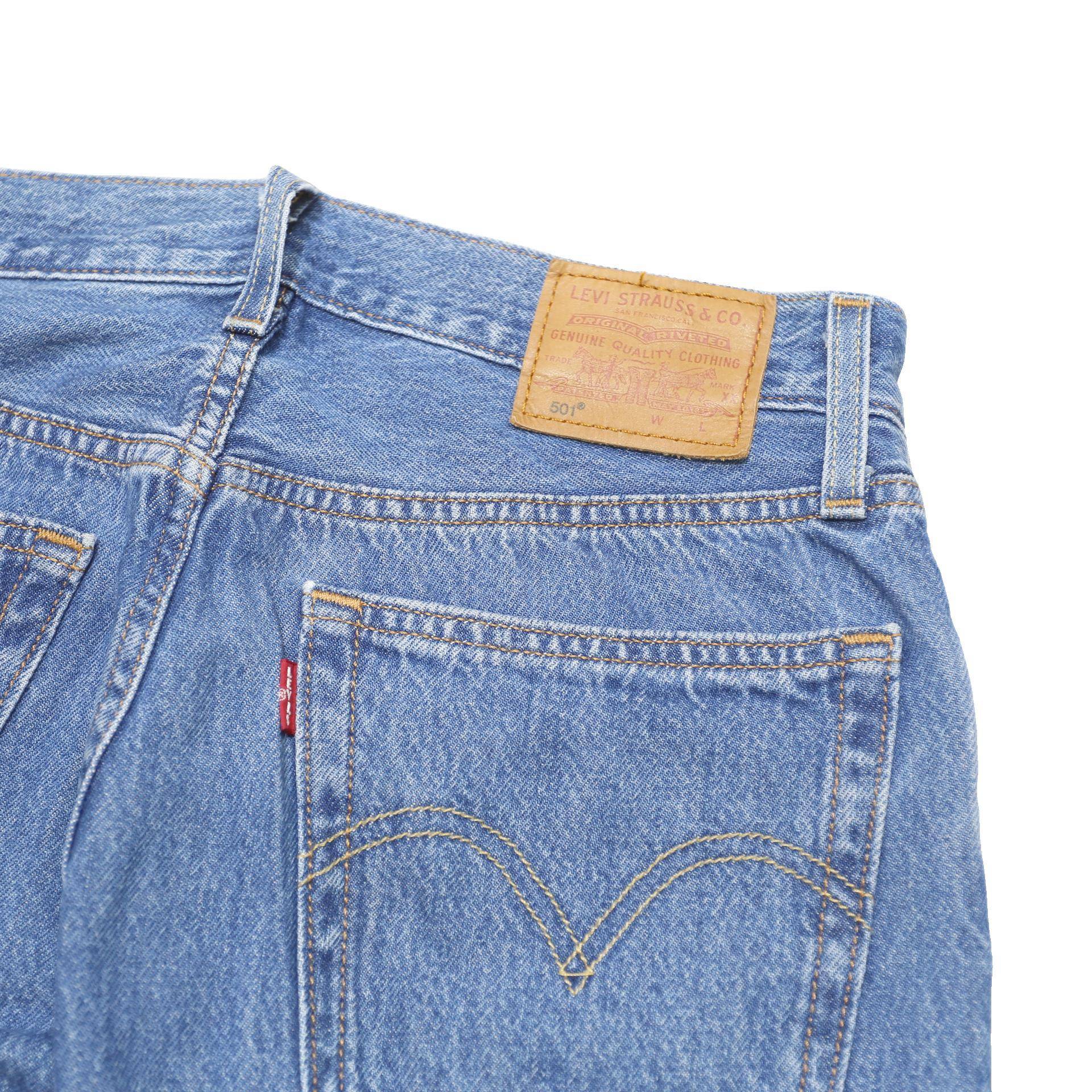 LEVI'S 501 Womens Jeans Blue Regular Straight Denim Light W26 L28 Classic Fit