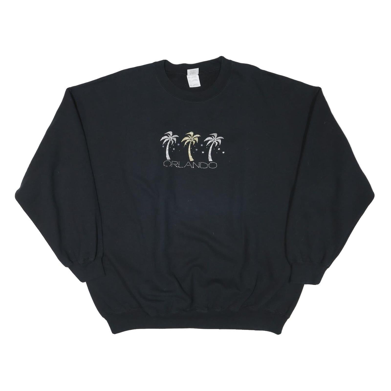 GILDAN Mens Black Orlando Crew Neck 2XL Cotton Blend Casual Sweatshirt