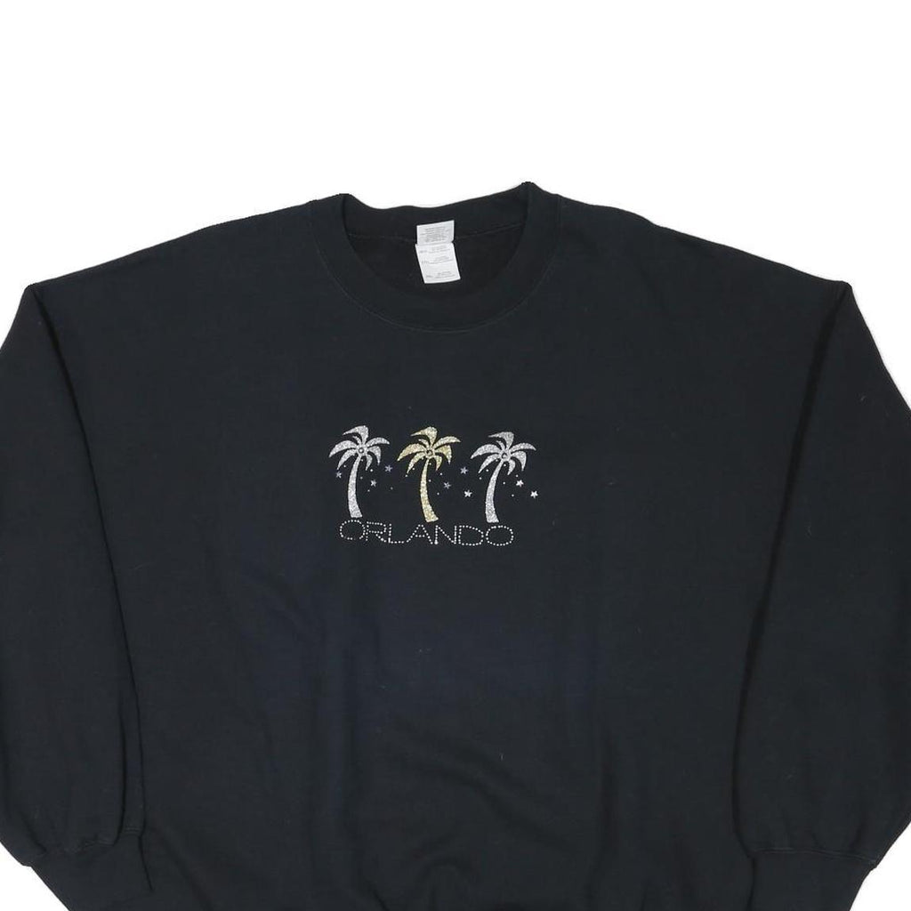 GILDAN Mens Black Orlando Crew Neck 2XL Cotton Blend Casual Sweatshirt