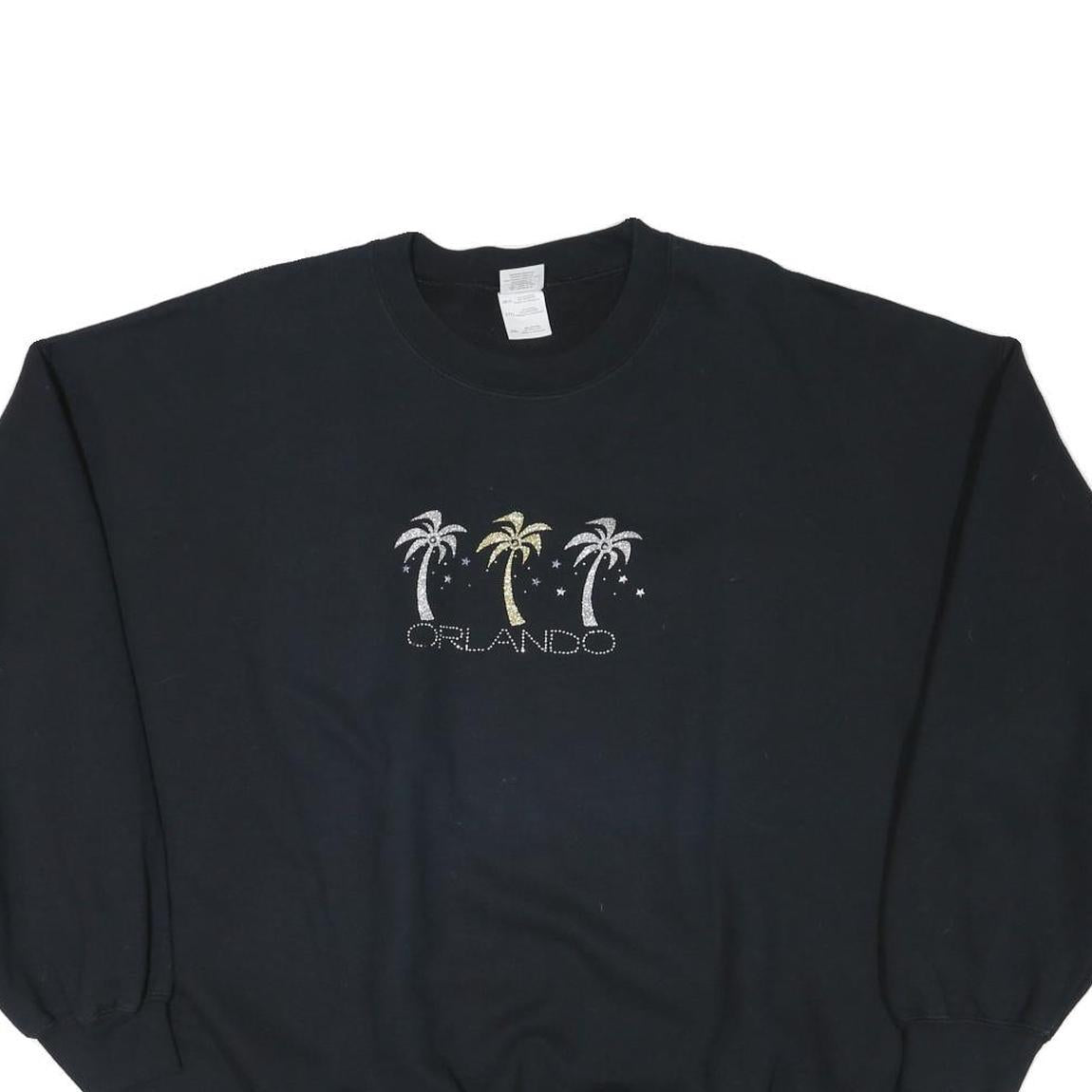 GILDAN Mens Black Orlando Crew Neck 2XL Cotton Blend Casual Sweatshirt