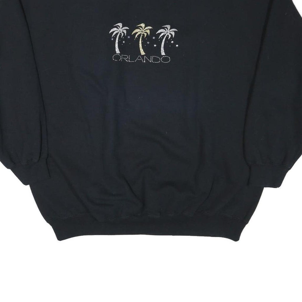 GILDAN Mens Black Orlando Crew Neck 2XL Cotton Blend Casual Sweatshirt