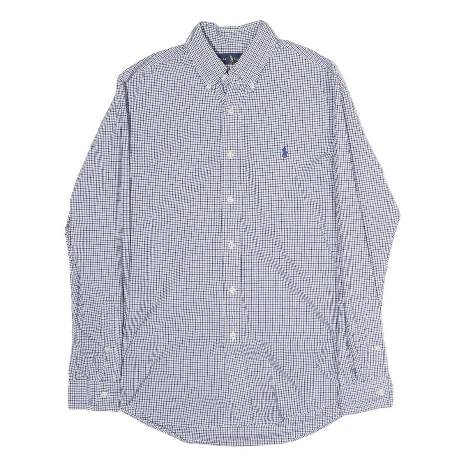 RALPH LAUREN Mens Blue Check Shirt M Cotton Button-Down Collar Long Sleeve