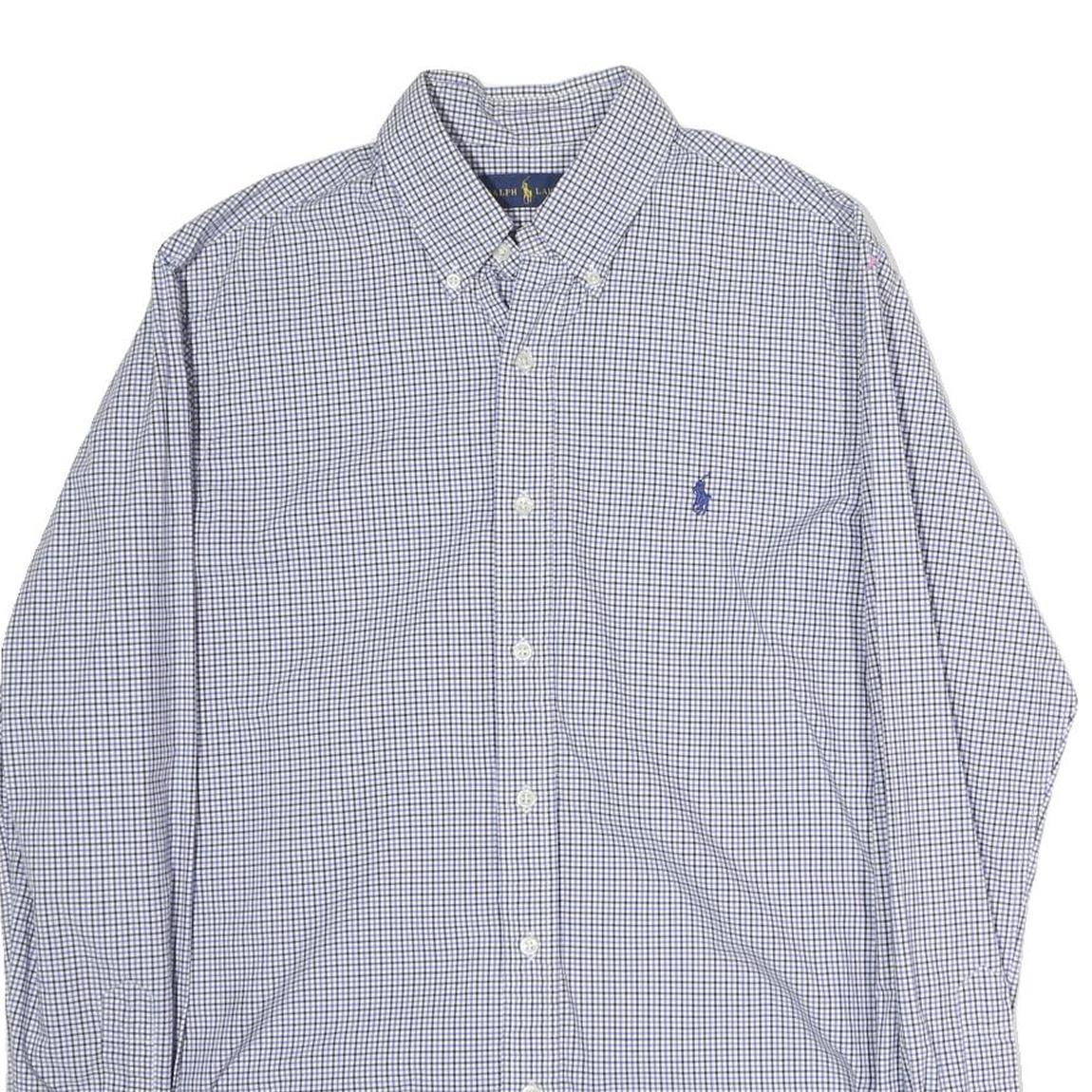 RALPH LAUREN Mens Blue Check Shirt M Cotton Button-Down Collar Long Sleeve
