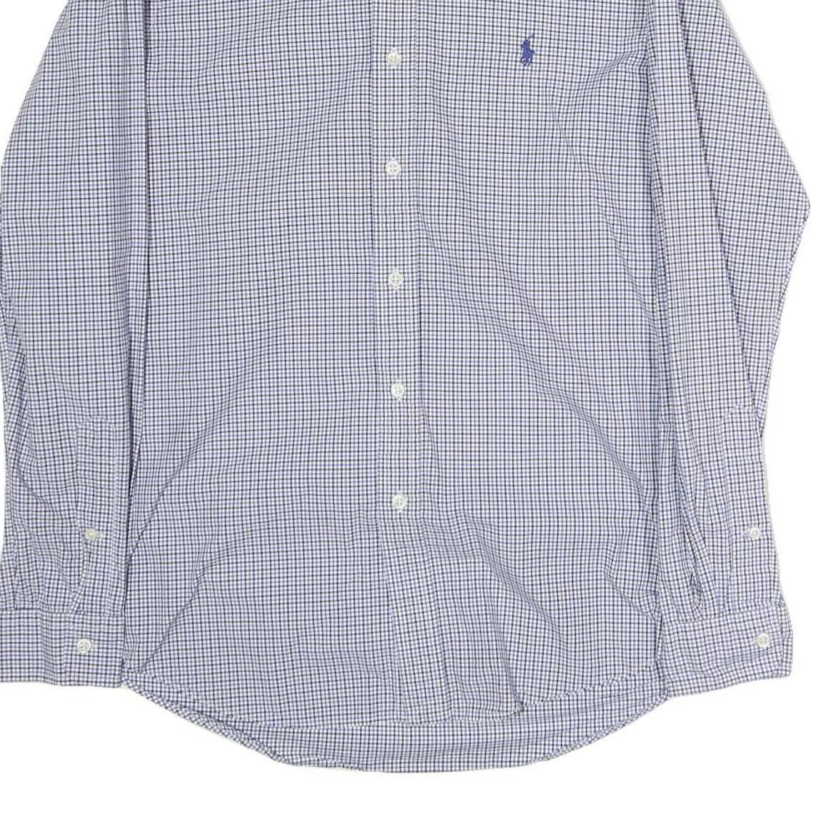 RALPH LAUREN Mens Blue Check Shirt M Cotton Button-Down Collar Long Sleeve