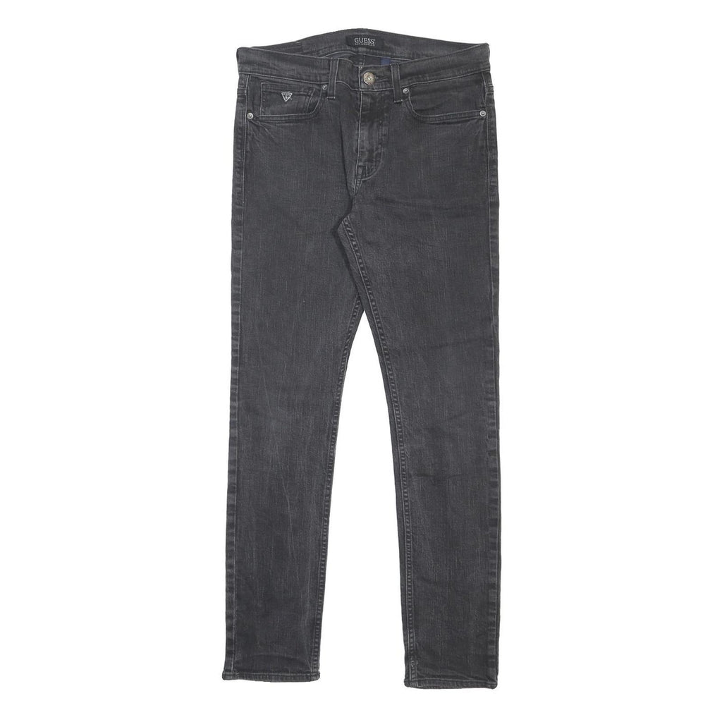 GUESS JEANS Mens Slim Black Denim Dark W34 L32 Zip Casual Stretch Denim