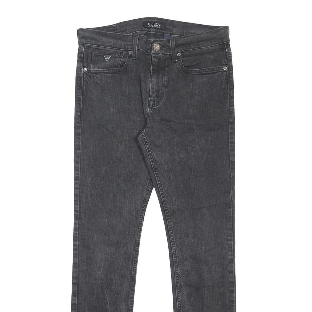 GUESS JEANS Mens Slim Black Denim Dark W34 L32 Zip Casual Stretch Denim