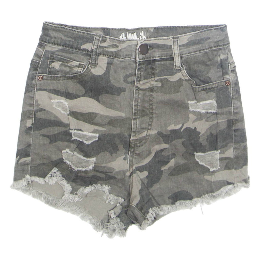 Womens Denim Shorts Green Camouflage XS W24