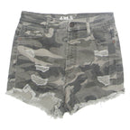 Womens Denim Shorts Green Camouflage XS W24